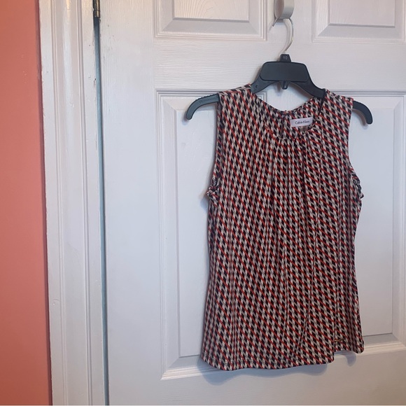 Calvin Klein Tops - Calvin Klein Red and Black Geometric Sleeveless Top